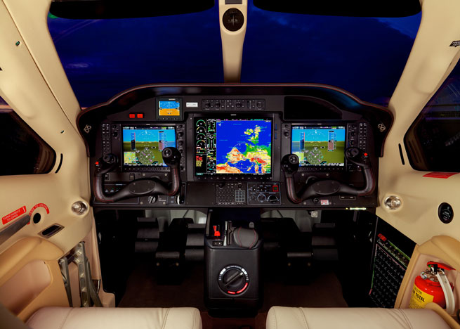 The 900's panel has a new look, new functionality, new systems, new yokes, and a redesigned center console. Photo courtesy Daher-Socata.