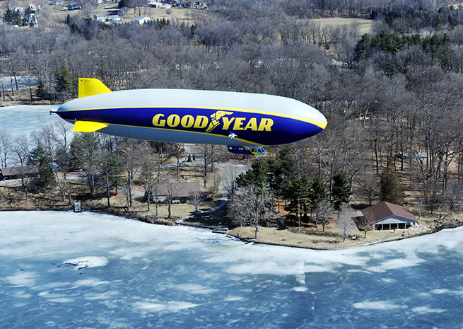 The Goodyear ‘Blimp’ makes its first flight over Ohio on March 17. Photo courtesy of Goodyear Tire and Rubber Co.