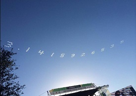 Skytypers created a massive public art project in honor of Pi Day, writing out 527 digits of pi over Austin, Texas on March 13. Photo courtesy of AirSign.