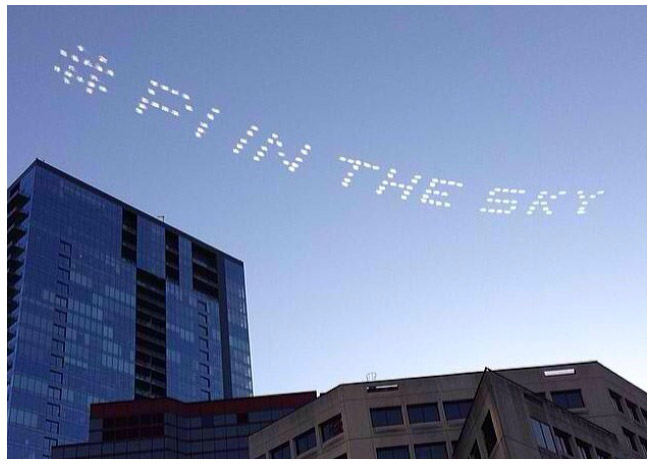 Skytypers created a massive public art project in honor of Pi Day, writing out 527 digits of pi over Austin, Texas on March 13. Photo courtesy of AirSign.