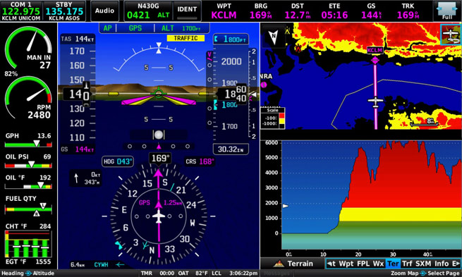 Garmin's new G3X Touch with terrain information.