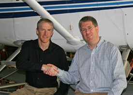 Erik Lindbergh, left, and Eric Bartsch are joining hands to advance the mission of Powering Imagination. Photo courtesy of Powering Imagination.