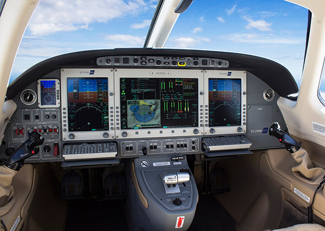 The Eclipse 550 comes with high-resolution displays that include synthetic vision, traffic awareness, and terrain avoidance.
