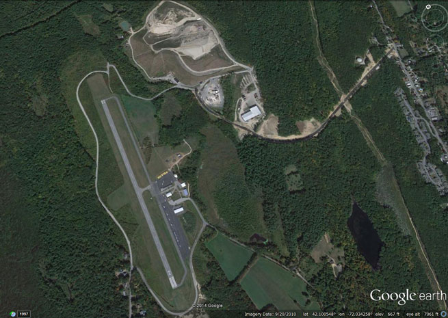 Google Earth view of Southbridge Municipal Airport.