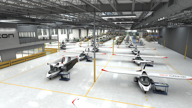 Icon Aircraft announced May 14 that it will move to a 140,000-square-foot facility in Vacaville, Calif. Image courtesy Icon Aircraft.