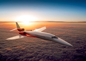 Aerion’s supersonic business jet concept has expanded to a fuselage length of 160 feet, with a maximum takeoff weight of 115,000 pounds. Image courtesy of Aerion Corp.