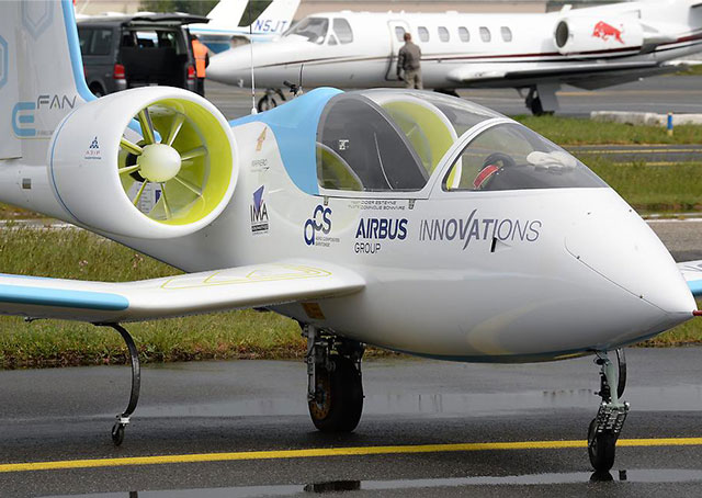 Airbus plans to certify the next version of its electric E-Fan as a two-place trainer, to be followed by a four-seater. Airbus Group photo.