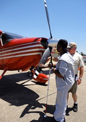 Volunteer pilots have given airplane rides to people with a wide variety of disabilities in events organized by Operation PROP. Photo courtesy of Operation PROP. 