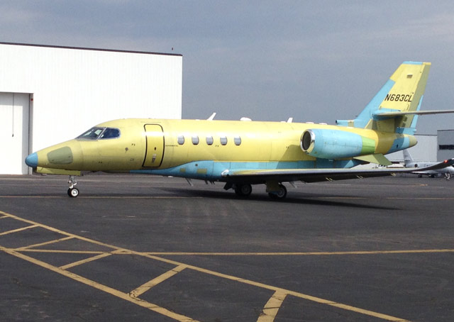 The Cessna Latitude P3 taxis out for its first flight.