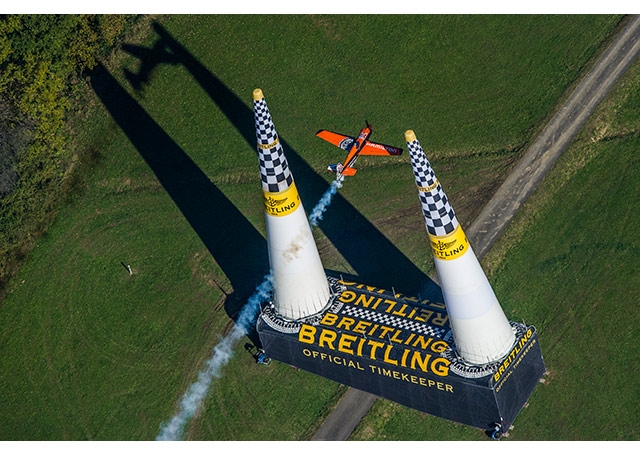 Nicolas Ivanoff of France flies during the finals for the eighth stage of the Red Bull Air Race World Championship at the Red Bull Ring in Spielberg, Austria on October 26, 2014. Photo by Sebastian Marko/Red Bull Content Pool.