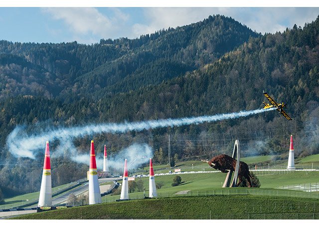 Nigel Lamb of Great Britain flies and takes the second place during the finals for the eighth stage of the Red Bull Air Race World Championship at the Red Bull Ring in Spielberg, Austria on October 26, 2014. Photo by Predrag Vuckovic/Red Bull Content Pool.