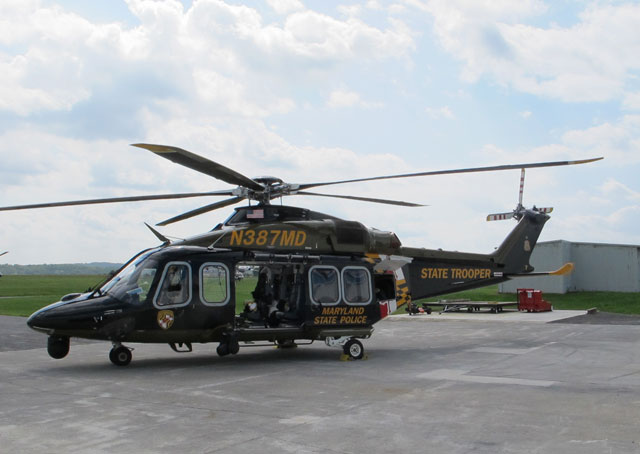 A Maryland State Police helicopter on display at the ECHO conference.