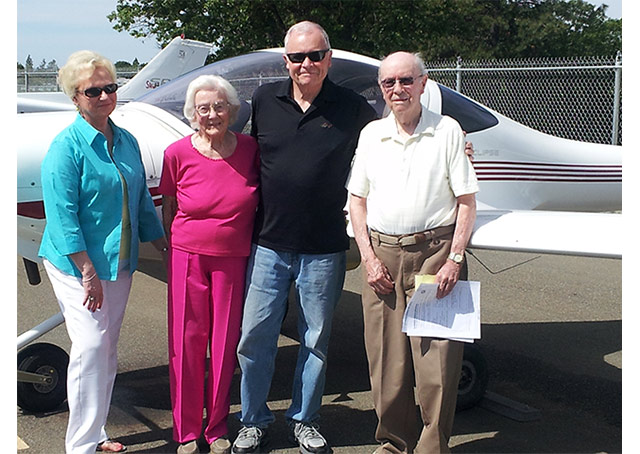 From left, daughter-in-law Darlene, wife Ruthie, Son Pete III, and the man of the hour, Lt. Col. Peter Weber, Jr., USAF, Ret. Photo courtesy of Darlene Weber.