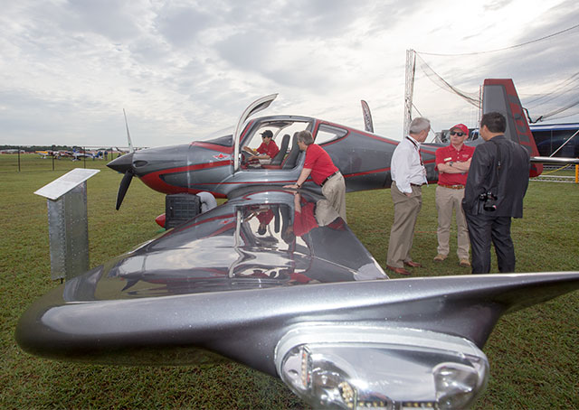 The Mooney M10J mockup on display at Sun ‘n Fun.