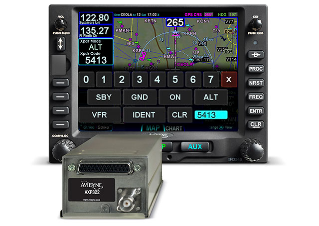 A software upgrade will allow existing IFD 540s to control the AXP 322 remote-mounted transponder. Avidyne photo. 