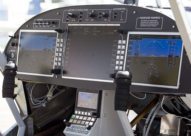 The Zenith CH750 instrument panel assembled by Avilution was made from cheap, readily available components designed for non-aviation applications and operated by Avilution’s XFS software.