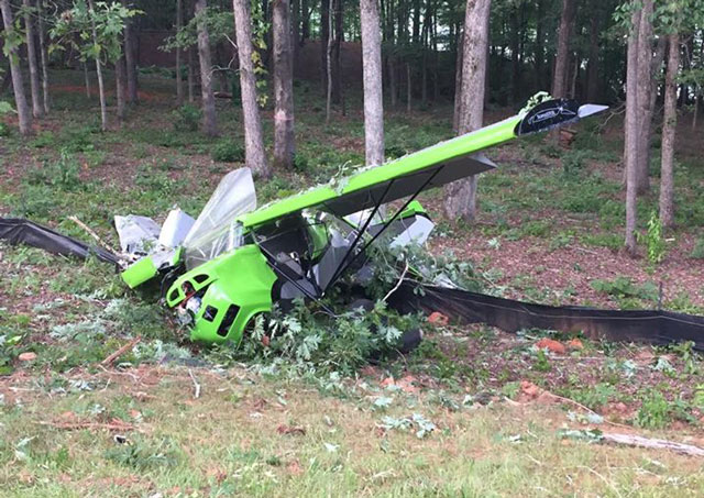 Both occupants of this Just Aircraft SuperSTOL walked away uninjured, according to emergency responders and the company. Oconee County Emergency Services photo via Facebook