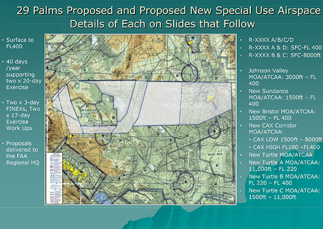 A U.S. Marine Corps brief from November 2014 details the planned airspace changes. 