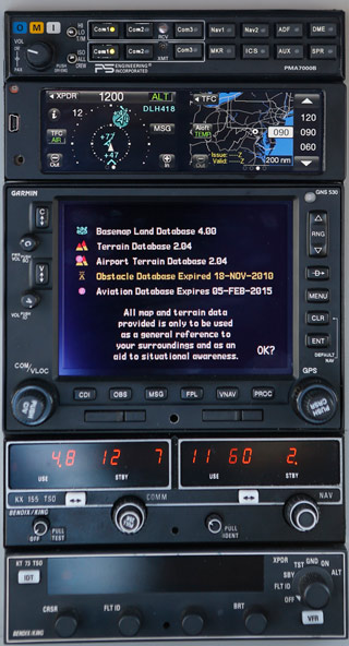 In this Bonanza installation, the L-3 Lynx NGT-9000 is positioned directly below the audio panel.