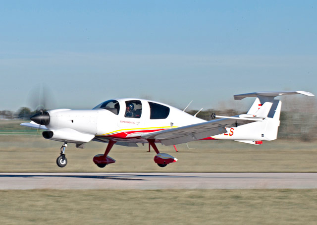 The Diamond DA50-JP7 powered by a turbine engine made its maiden flight Jan. 19. Photo courtesy of Diamond Aircraft.