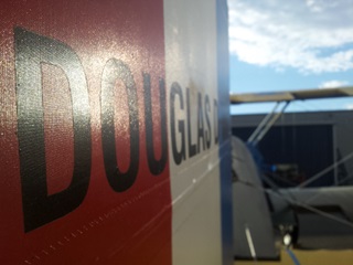 Rudder of the Seattle II, which says, "Douglas D-WC" (Douglas-World Cruiser)