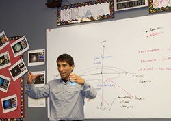 Steve De La Cruz, Southern California Soaring Academy chief tow pilot, CFI, and competition aerobatic glider pilot presents a classroom session Jan. 26. Kathleen Fredette photo.