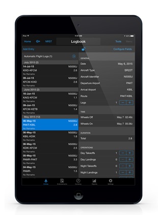 New electronic logbook capabilities in the Garmin Pilot application for iPad/iPhone provide automatic record keeping of commonly recorded data pertaining to each flight with Garmin Pilot.