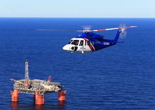 The Sikorsky S-76D helicopter made the first platform landing of the 76D family in offshore utility configuration in 2014. Sikorsky Photo by Ned Dawson.