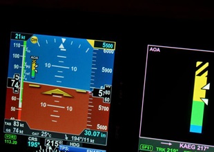 Aspen Avionics' certified angle of attack indicator on primary function display and multifunction display.