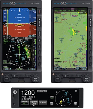 Aspen displays integrated with the L-3 Lynx NGT-9000 transponder.