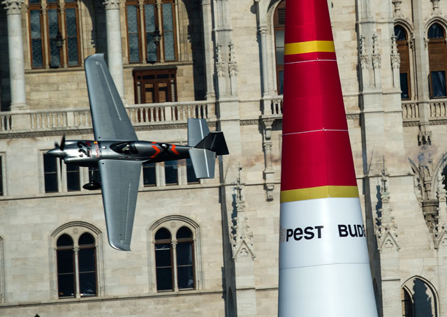Hannes Arch of Austria clocked a 59.350 in the final round of the Red Bull Air Race World Championship event in Budapest, Hungary. Photo by Joerg Mitter/Red Bull Content Pool