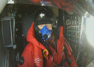Borschberg keeping warm at FL280. Photo courtesy of Solar Impulse.