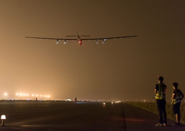 Solar Impulse 2 lifts off from Nanjing, China on May 30 (May 31, 2:39 a.m. local time). Photo courtesy of Solar Impulse. 