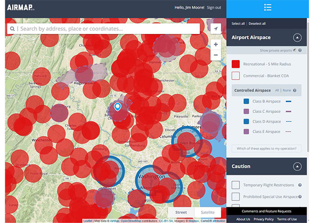 Et kors replika Es No-fly map for drones - AOPA