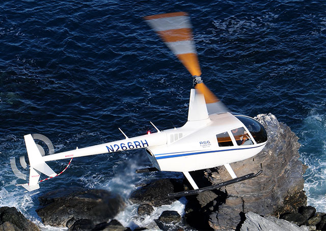 The FAA certified floats for the Robinson R66 in December. Robinson Helicopter Company photo.