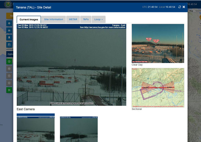 The FAA weather camera system in Alaska allows users to access images from 221 locations via the Internet. Screenshot of FAA website: http://avcams.faa.gov/