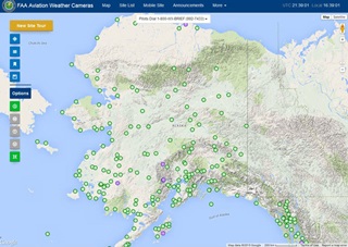 The FAA completed expansion of the Alaska weather camera network to 221 locations in February. Screenshot from FAA website: http://avcams.faa.gov/
