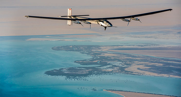 Si2 was test-flown over Abu Dhabi in the days leading up to departure. Photo courtesy of Solar Impulse. 