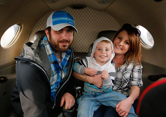 A Veterans Airlift Command volunteer pilot flew Jesse, Brody, and Ashlee Murphree in a Cessna Mustang. Jesse was the 10,000th veteran the organization has flown.