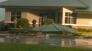 High winds blew a cupola off the roof of the Sulphur Springs Airport terminal building on May 26. Photo courtesy Ron Hoesterey.