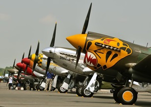 Warbirds rest at Culpeper, Va., after completing the practice flight.
