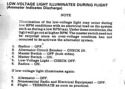 How would you trouble shoot a malfunction with the alternator in a Cessna 152? Study the emergency procedures area in the pilot's operating handbook to learn more. Click to enlarge image.