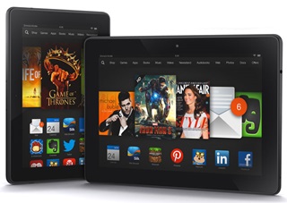 Amazon’s Kindle Fire series tablets come in various sizes, starting at $50. Photo courtesy of Amazon. 