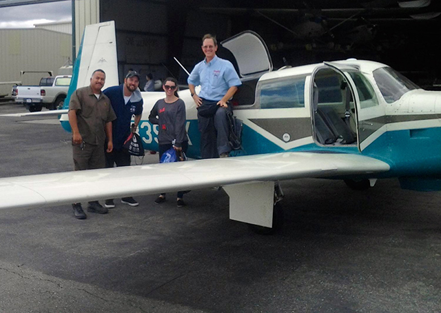 Pilot Ed Dunlap from Orbital Sciences in Mojave made a trip back from Mojave to Tehachapi with stranded UPS employees. Dunlap flew several trips Oct. 15. Photo courtesy of Ken Hetge.
