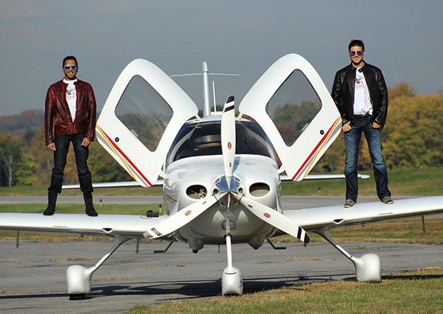 New York-based pilots Fouad Ahmed, left, a student pilot, and certified flight instructor Tomas Vykruta plan a Cuba stopover when they circumnavigate South America on a charity mission for multiple sclerosis awareness in Vykruta's 2004 Cirrus SR-22. Photo courtesy of Caroline Willfort.