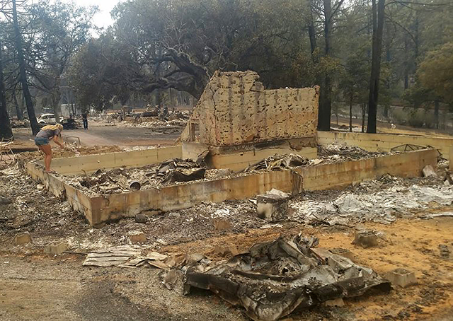 Propeller-maker Craig Catto's home is destroyed after a California wildfire. Facebook photo courtesy of Craig Catto