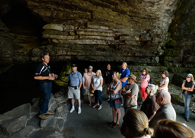 Lynchburg, Tennessee, is the home of the Jack Daniel distillery and tour leader Jesse James said water from this mountain spring is an essential ingredient for all of the whiskey produced at the distillery. Photo by David Tulis