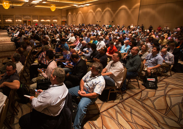 More than 3,000 people had registered for the International Drone Conference and Exposition in Las Vegas by Sept. 9, the opening day, with more arriving. Jim Moore photo. 