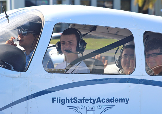 A highlight for summer campers at the Sun ‘N Fun Aerospace Center for Excellence's Destination Aviation Camp is a trip to Flight Safety International in the cockpit of a Piper Cherokee. Sun 'n Fun courtesy photo.