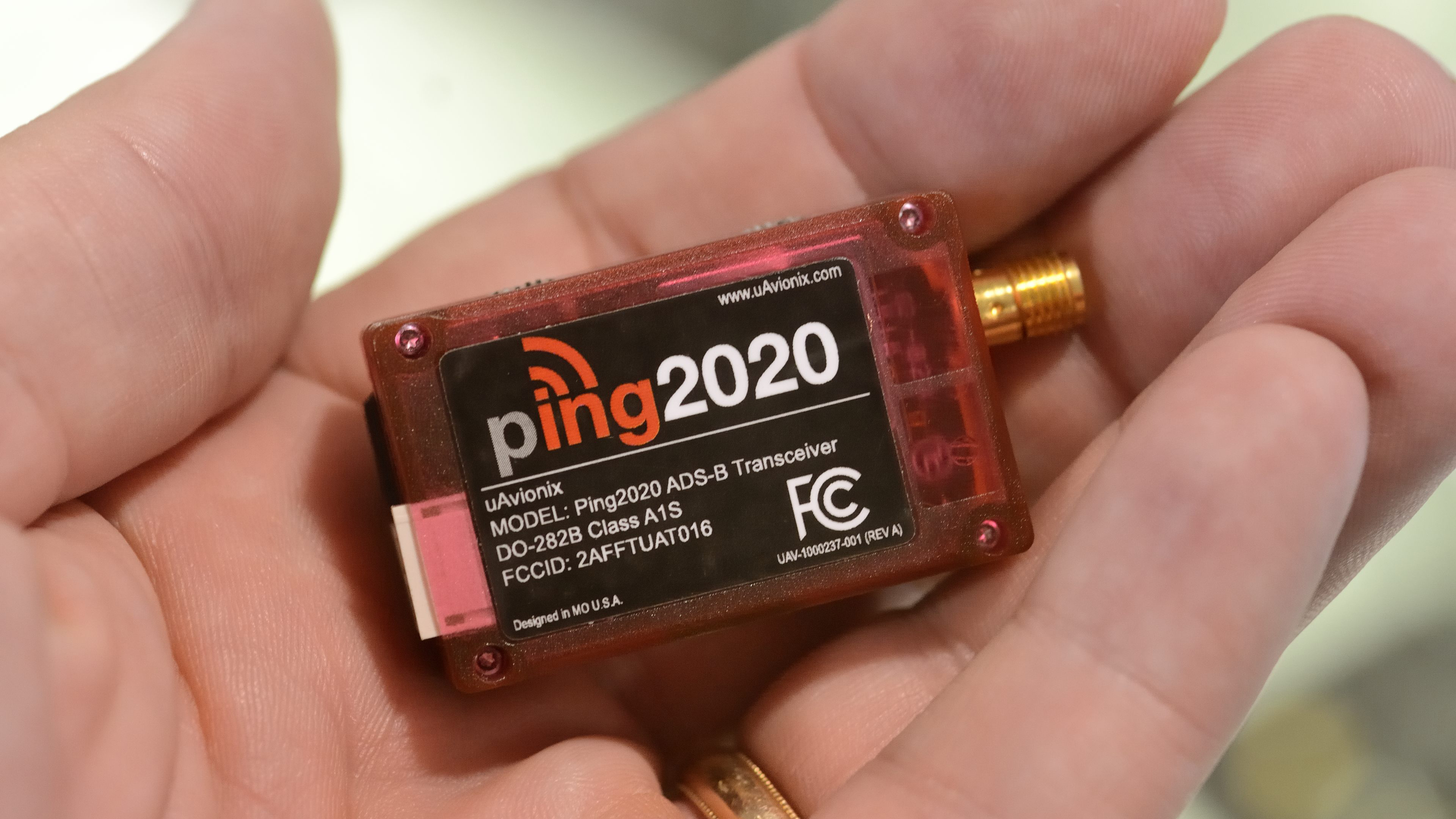 uAvionix showed its Ping2020 ADS-B transceiver at EAA AirVenture 2016. Designed for drones, the miniature UAT weighs 20 grams. Photo by Mike Collins.